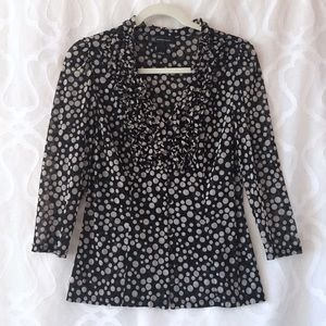 INC B&W Polka Dot 3/4 Sleeve Blouse